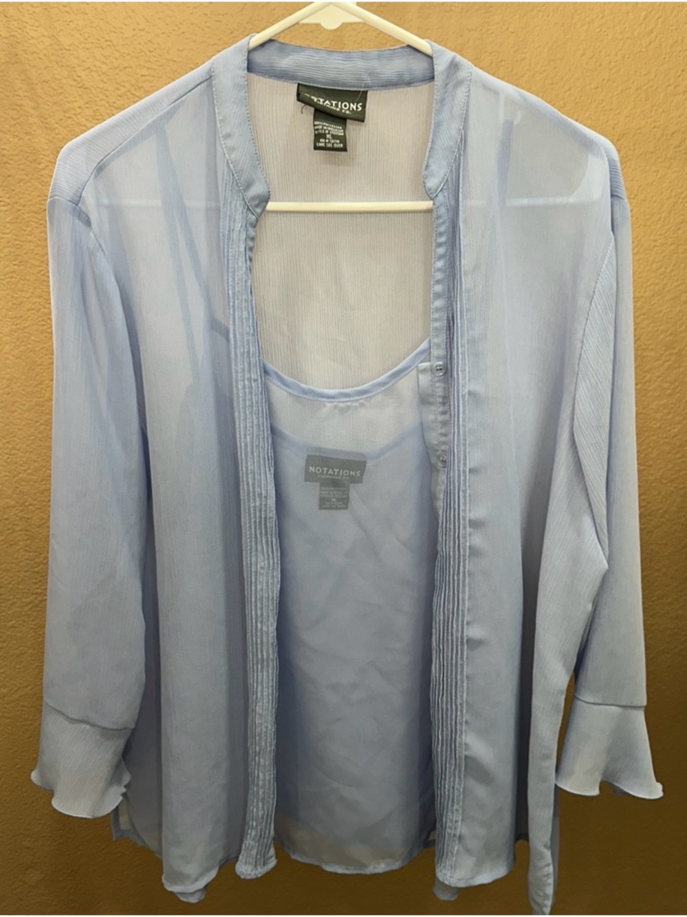 Notations Pale Blue Sheer Layered Shirt Jacket